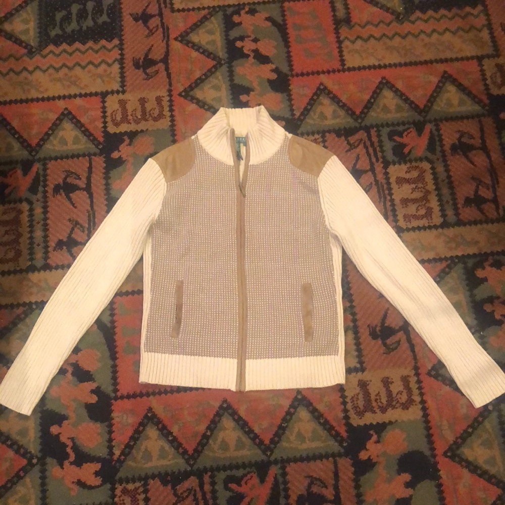 Vintage Ralph Lauren ribbed sweater with suede